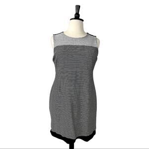 Isaac Mizrahi IMNYC Women's Black White Stripe Ponte Knit Sheath Dress Size XL